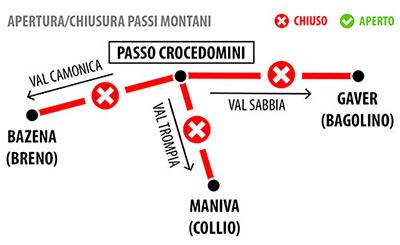 Chiuso il Passo Crocedomini anche da Bazena